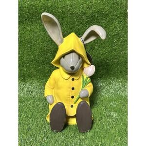 FAO SCHARZ Easter Bunny In RainCoat & Boots Flower Ceramic
